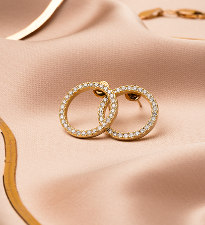 Purple diamond hoop earrings - Image 4